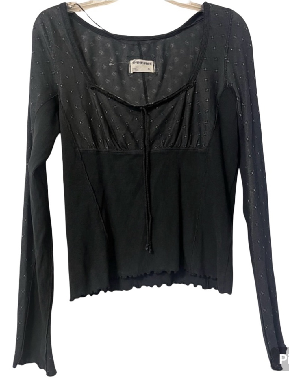 Free People/ We The Free Black Long Sleeve Top Size XL